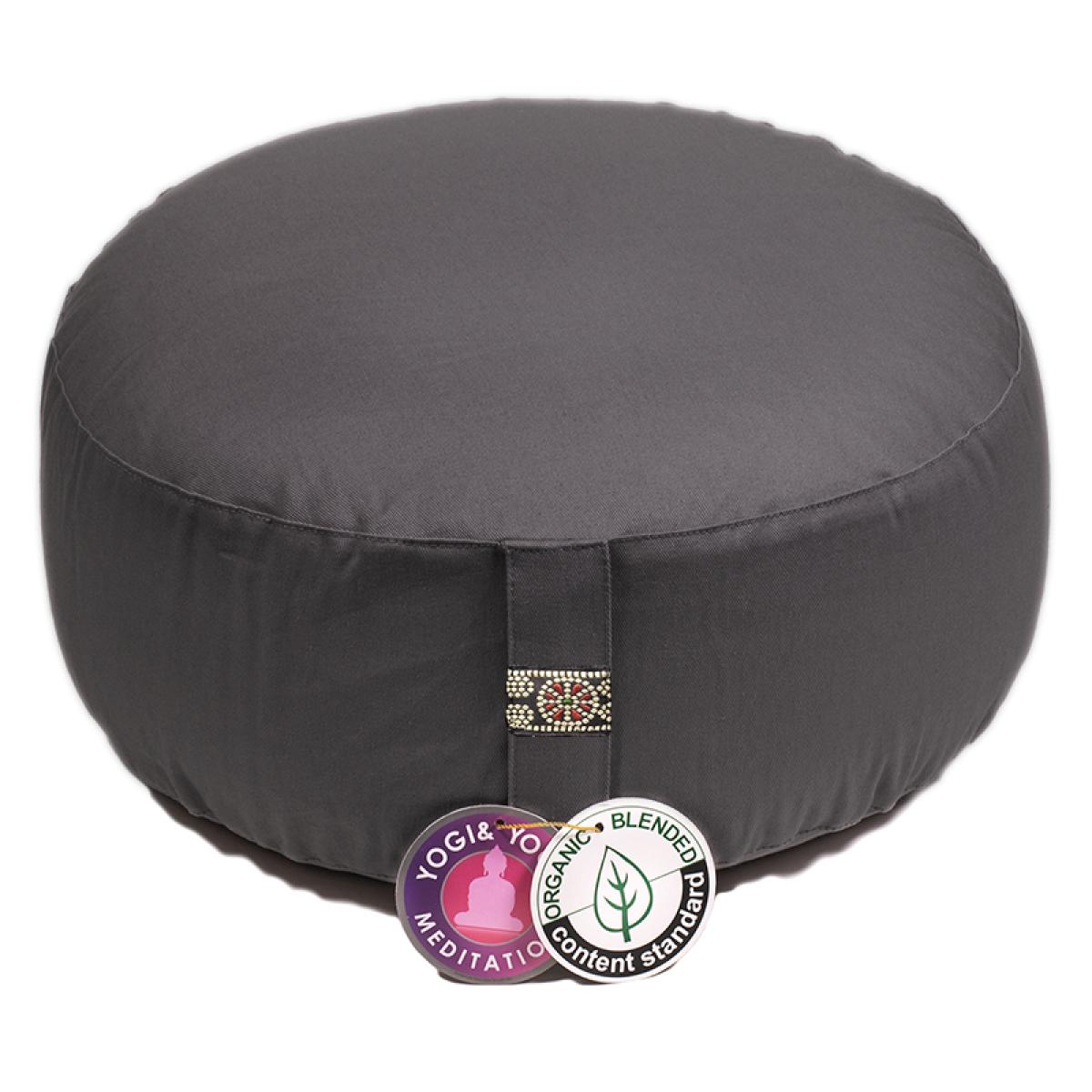 Yogi & Yogini yoga & mediation cushion anthracite ➤ www.bokken-shop.de buy › Yoga cushion ✓ 100% organic cotton. Your meditation specialist shop!