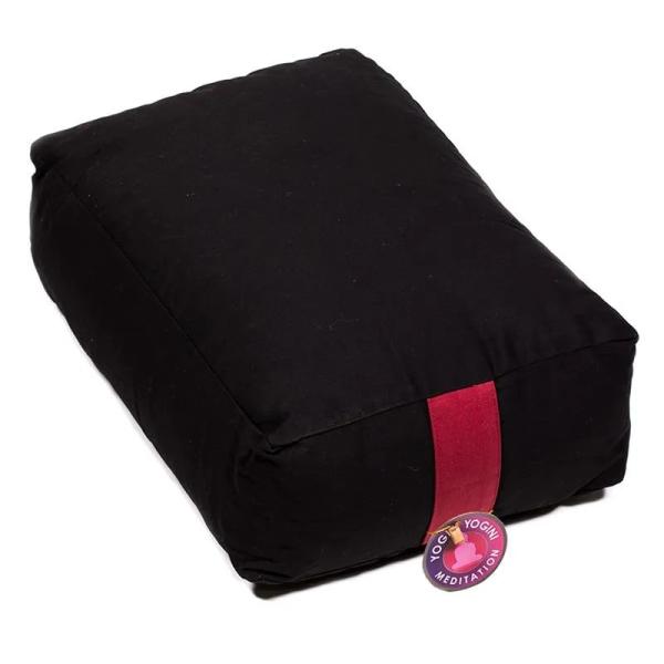 Rectangular Yogi & Yogini meditation cushion - black ➤ www.bokken-shop.de. Yoga cushion ✓ 100% organic cotton. Your meditation specialist shop!