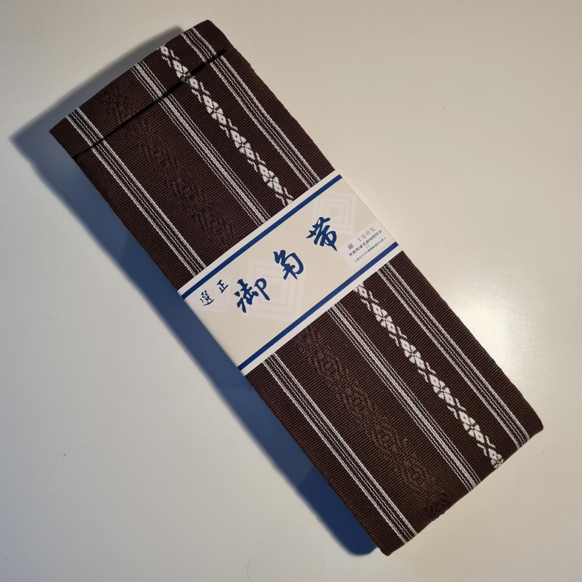 Obi belt Nishijin Kaku brown made of cotton ➤ www.bokken-shop.de ✅ suitable for Aikido ✓ Iaido ✓ Koryu ✓Bujinkan ✓ Jodo ✓ Your Budo dealer!