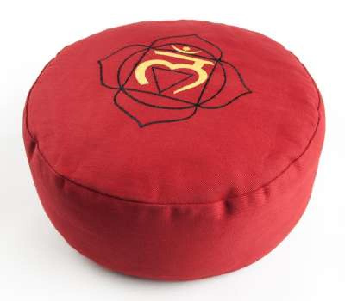 Meditation cushion root chakra - red ➤ www.bokken-shop.de buy › Yoga cushion ✓ Suitable for meditation, seminars. Your meditation specialist shop!