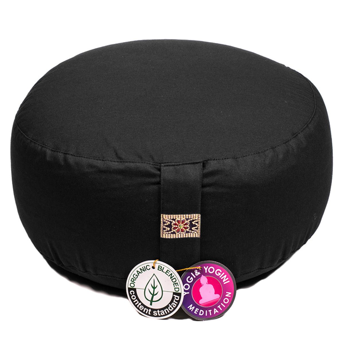 Yogi & Yogini yoga & mediation cushion black ➤ www.bokken-shop.de buy › Yoga cushion ✓ 100% organic cotton. Your meditation specialist shop!