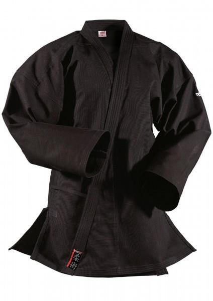 Ju Jutsu Anzug schwarz aus Baumwolle mit 14oz - 200 ► www.bokken-shop.de. Ideal für Bujinkan, NinJutsu, JuJutsu, Karate. Dein Budo-Fachhändler.