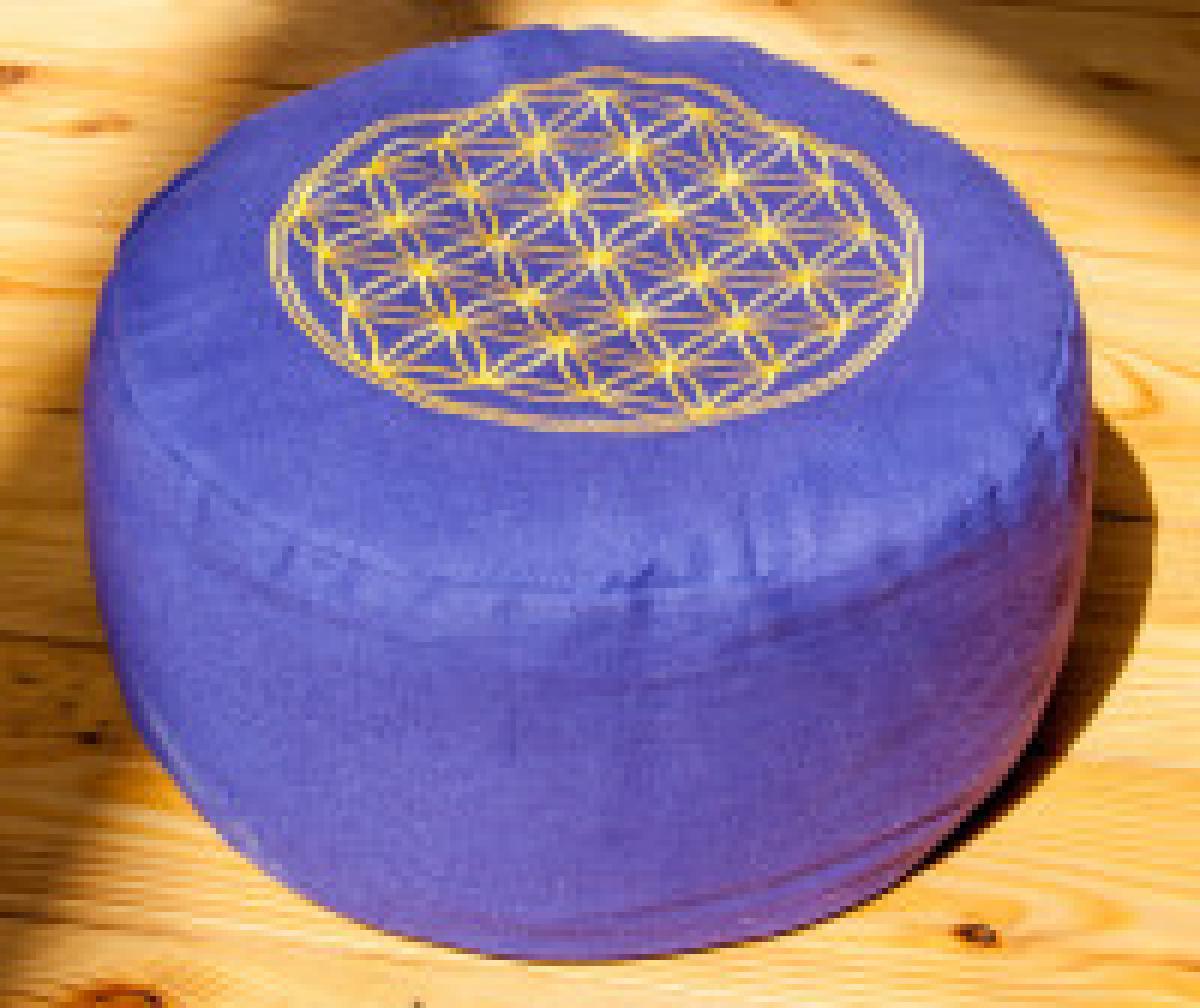 Meditation cushion flower of life - purple ► www.bokken-shop.de ✅ yoga cushion ✔ meditation ✔ flower of life ✔ your meditation specialist!
